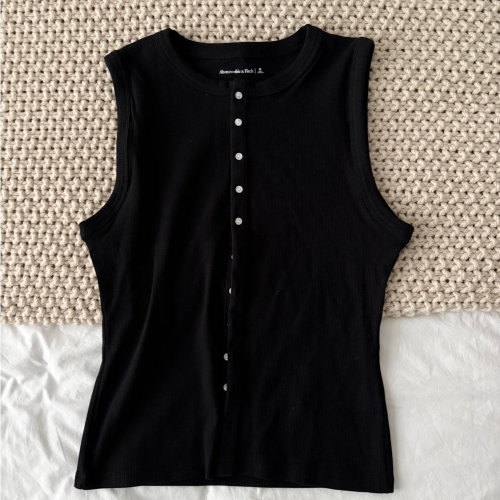 Abercrombie & Fitch Black Button-Front Tank Top